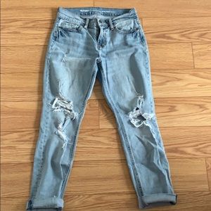 Light wash ripped boyfriend jeans